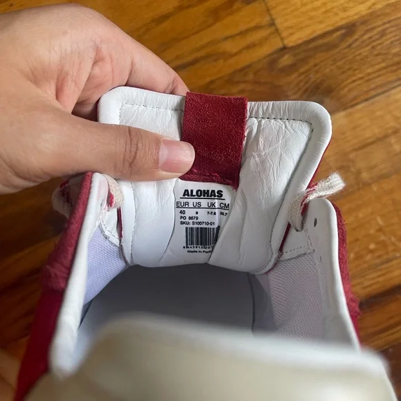 TB.490 RIFE SHEEN RED LEATHER SNEAKERS Size 9 / 40 - Picture 8 of 8